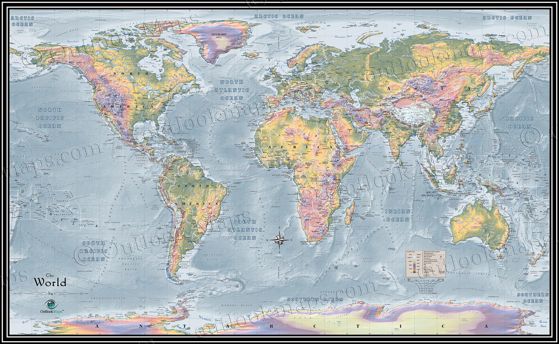 World Topographical Map Topographic Map Of World Elevation